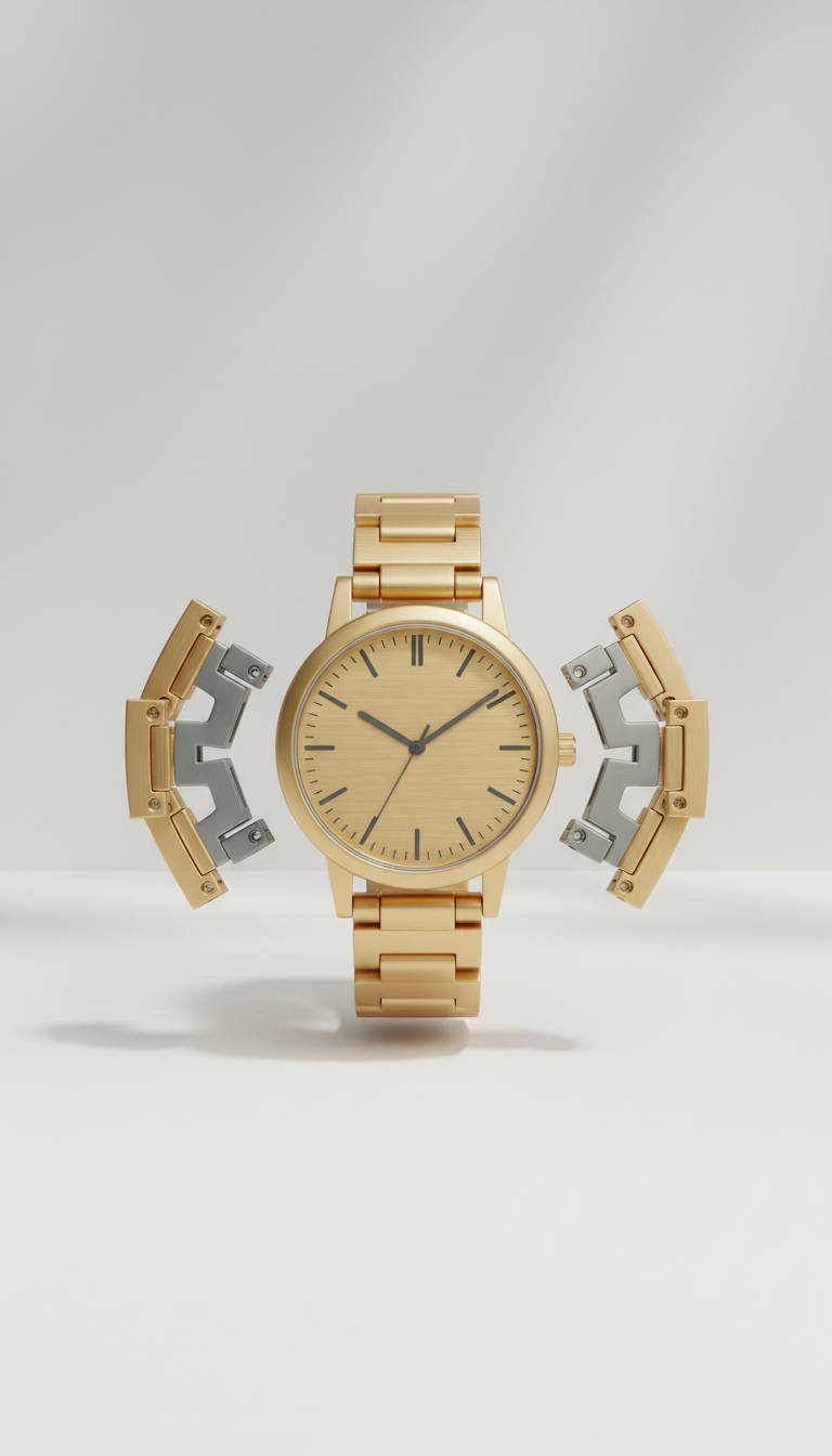 Brushed Gold Minimal Dial Modular Watch